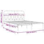 Stylish Metal Bed Frame with Headboard Black Queen Size