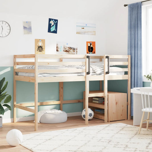 Kids' Loft Bed without Mattress Single Solid Wood Pine
