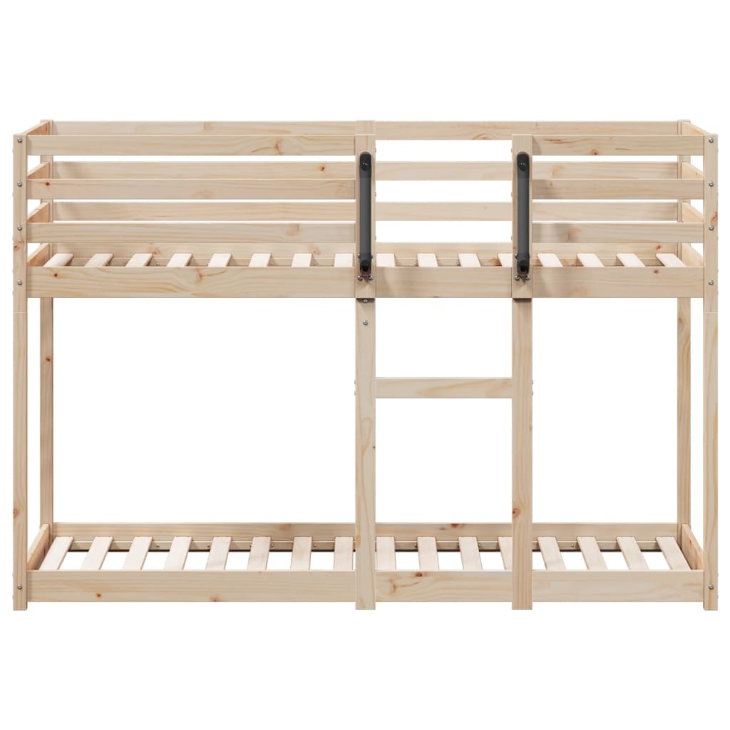 Solid Pine Bunk Bed for Kids with Guardrails and Slatted Base