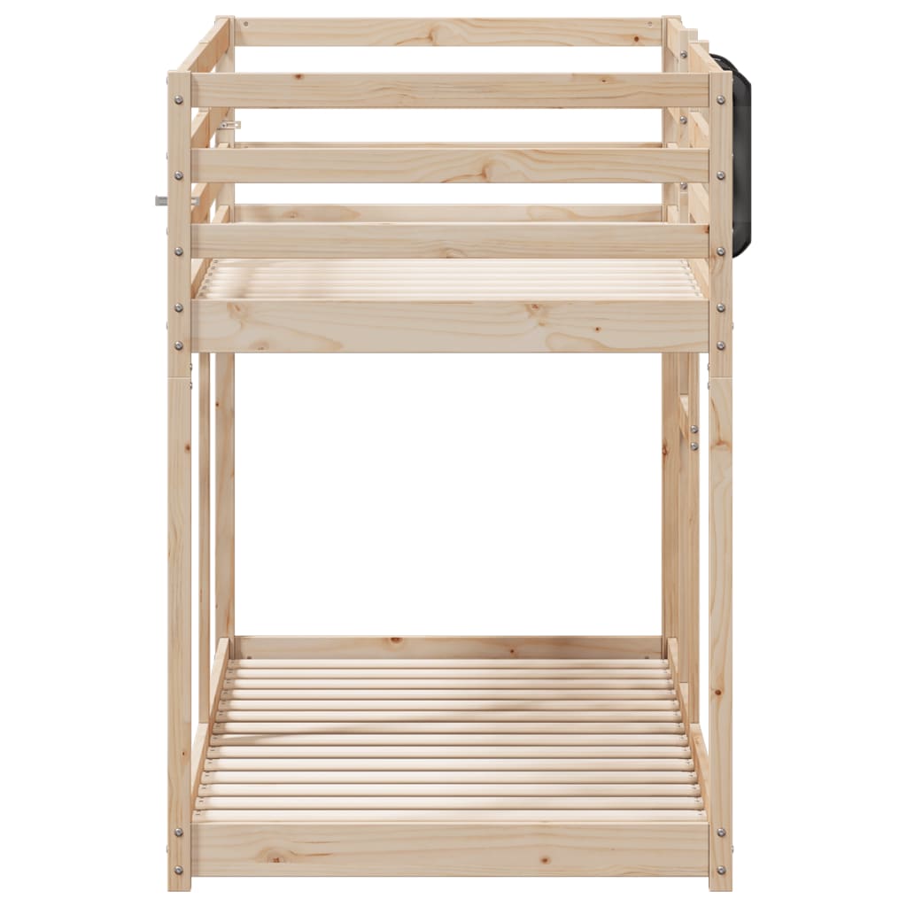 Solid Pine Bunk Bed for Kids with Guardrails and Slatted Base