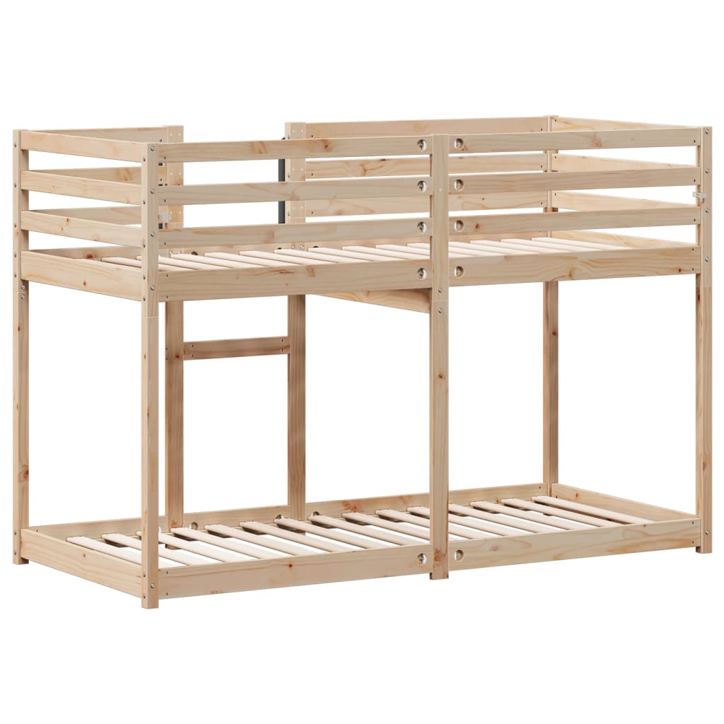 Solid Pine Bunk Bed for Kids with Guardrails and Slatted Base