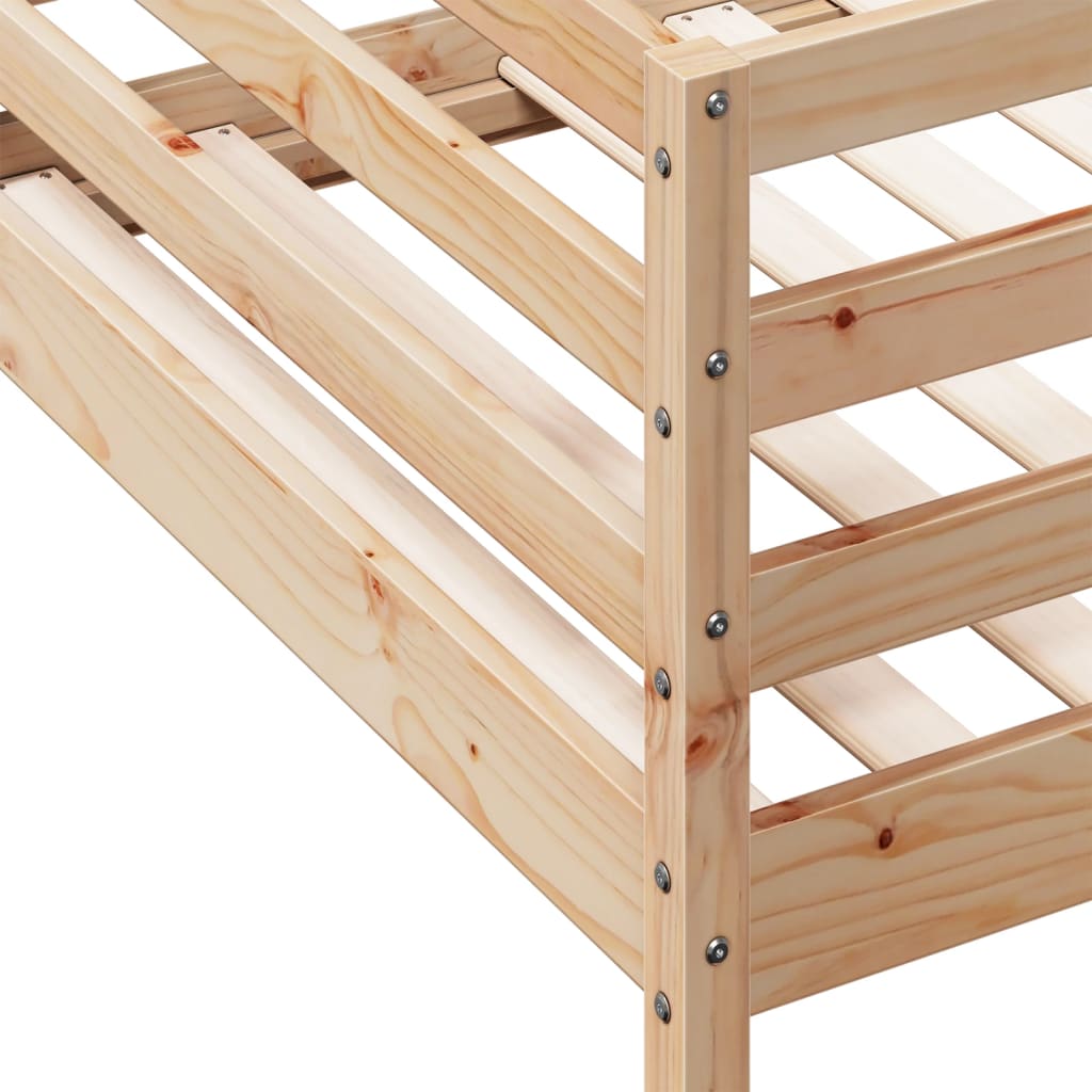 Solid Pine Bunk Bed for Kids with Guardrails and Slatted Base