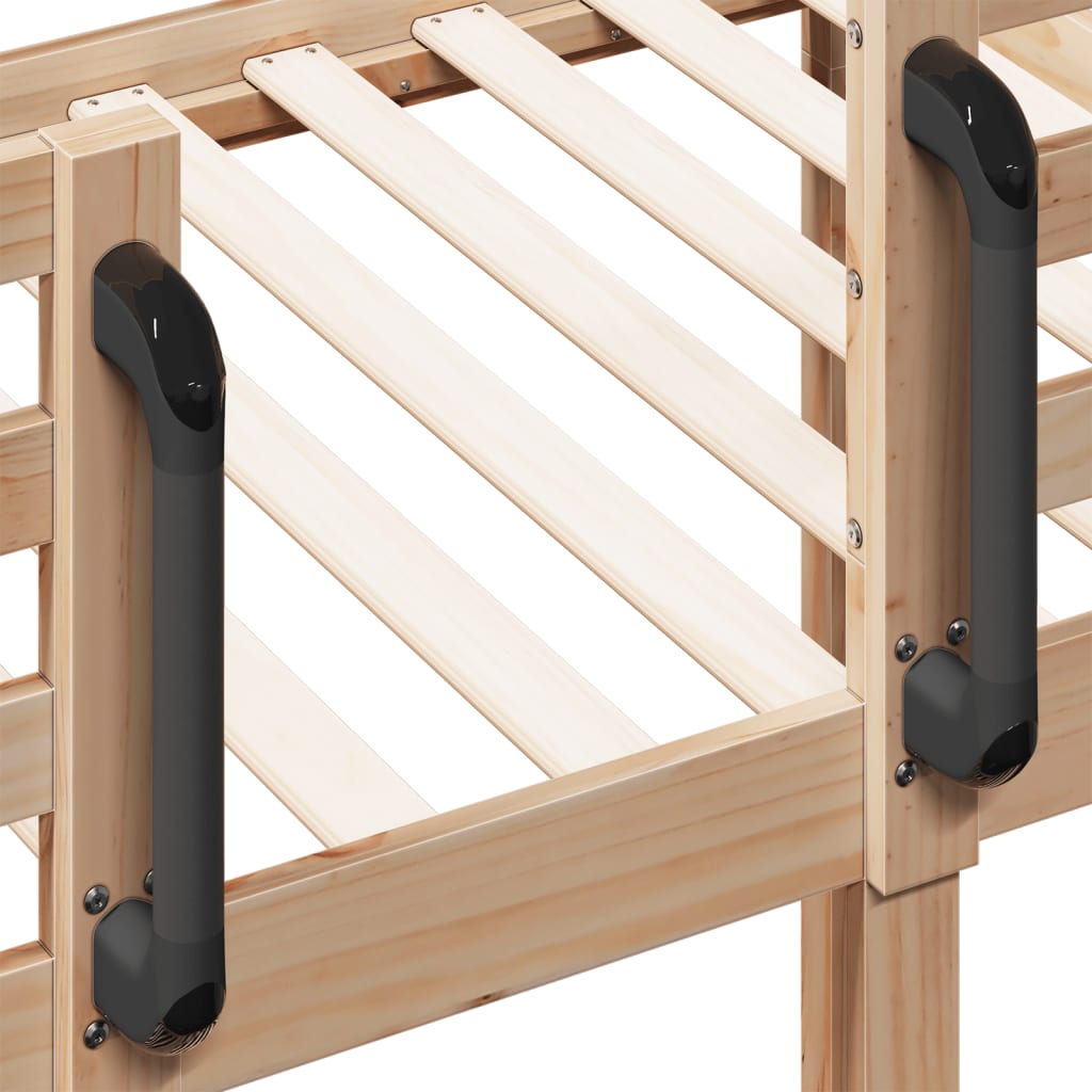 Solid Pine Bunk Bed for Kids with Guardrails and Slatted Base