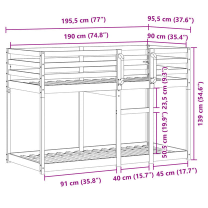 Solid Pine Bunk Bed for Kids with Guardrails and Slatted Base
