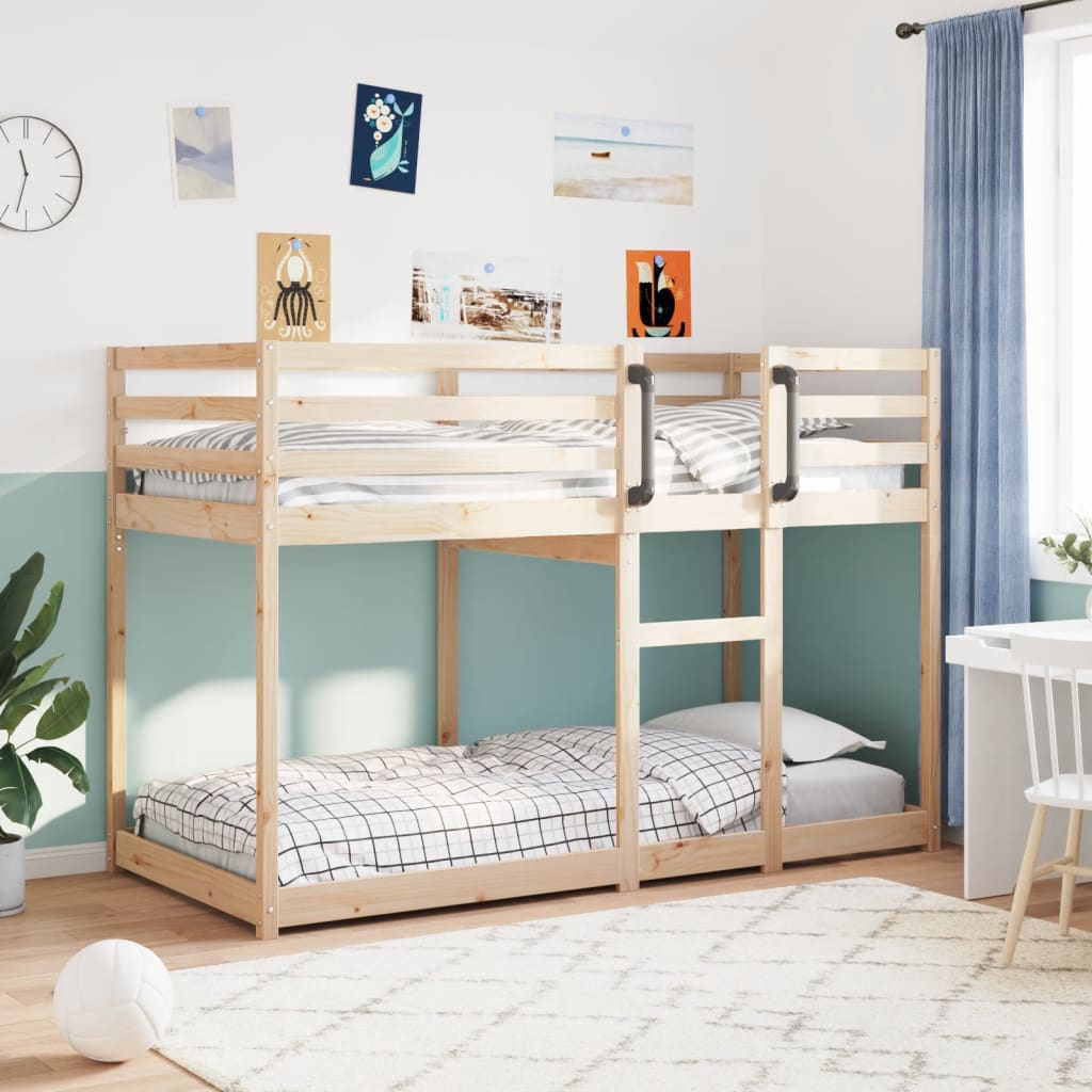 Single Bunk Bed Solid Pine Wood Loft Bed with Slatted Base Compact Design