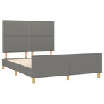 Bed Frame with Headboard Double Bed Base Dark Grey Double Size Fabric