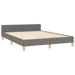 Bed Frame with Headboard Double Bed Base Dark Grey Double Size Fabric