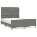 Bed Frame with Headboard Double Bed Base Dark Grey Double Size Fabric