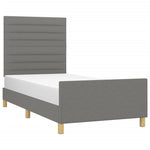 Bed Frame with Headboard Dark Grey King Single Size Fabric