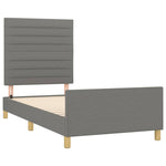 Bed Frame with Headboard Dark Grey King Single Size Fabric