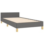 Bed Frame with Headboard Dark Grey King Single Size Fabric