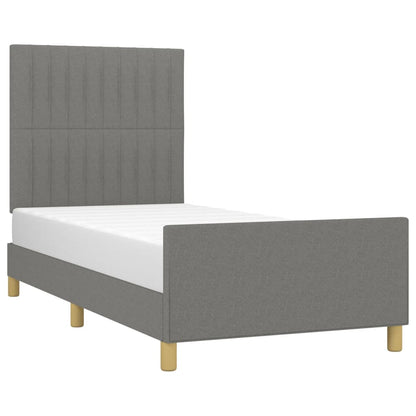 Bed Frame with Headboard Dark Grey King Single - Fabric