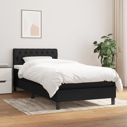 King Single Fabric Bed with Mattress and Medium Firm Support Black