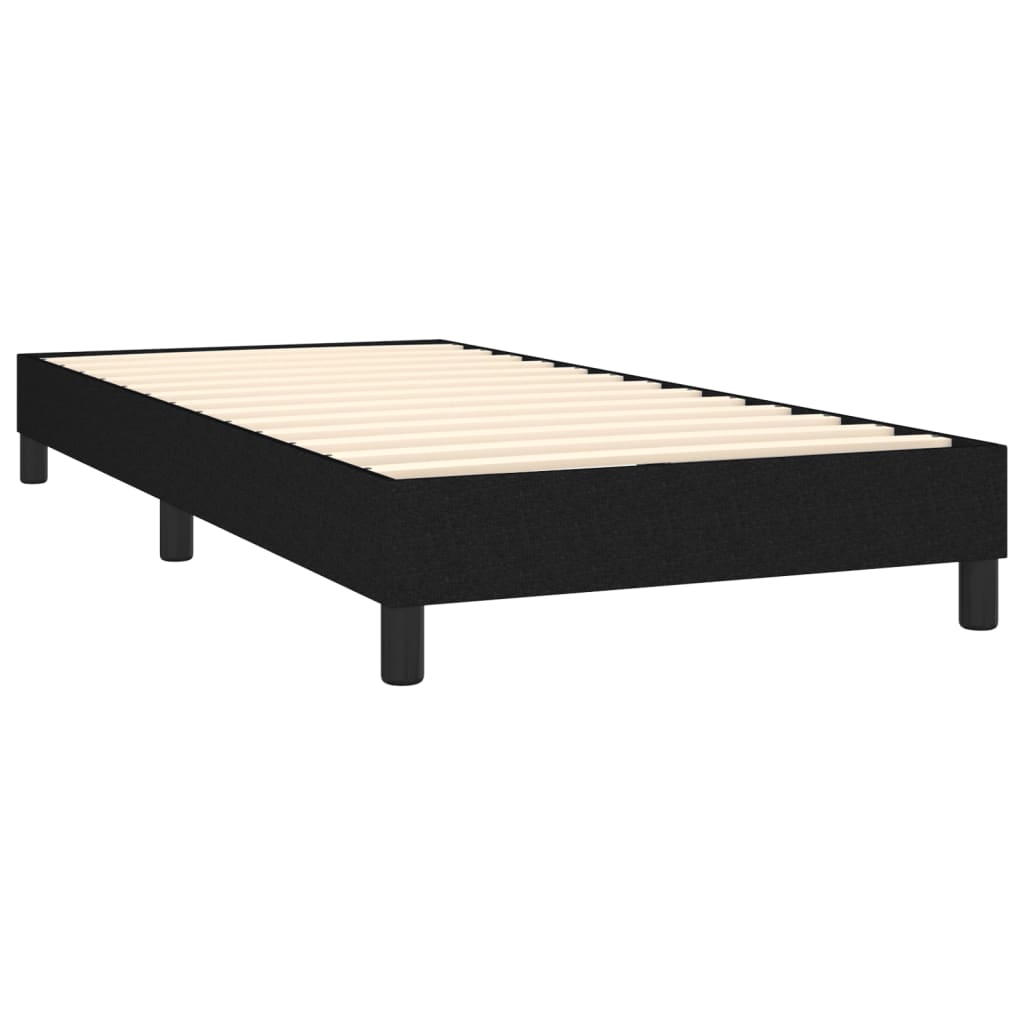 King Single Fabric Bed with Mattress and Medium Firm Support Black
