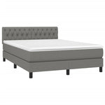 Box Spring Bed with Mattress Dark Grey Queen