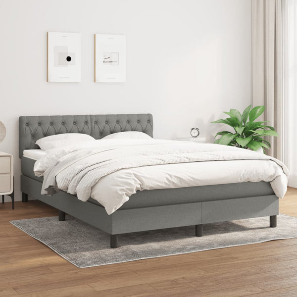  Box Spring Bed with Mattress Dark Grey Queen