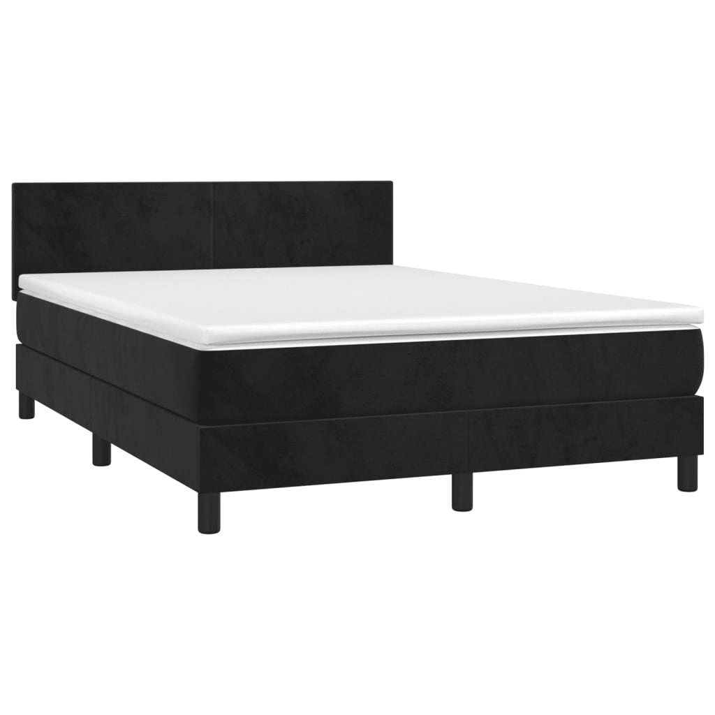 Black Box Spring Bed with Pocket Spring Velvet Mattress Double Size