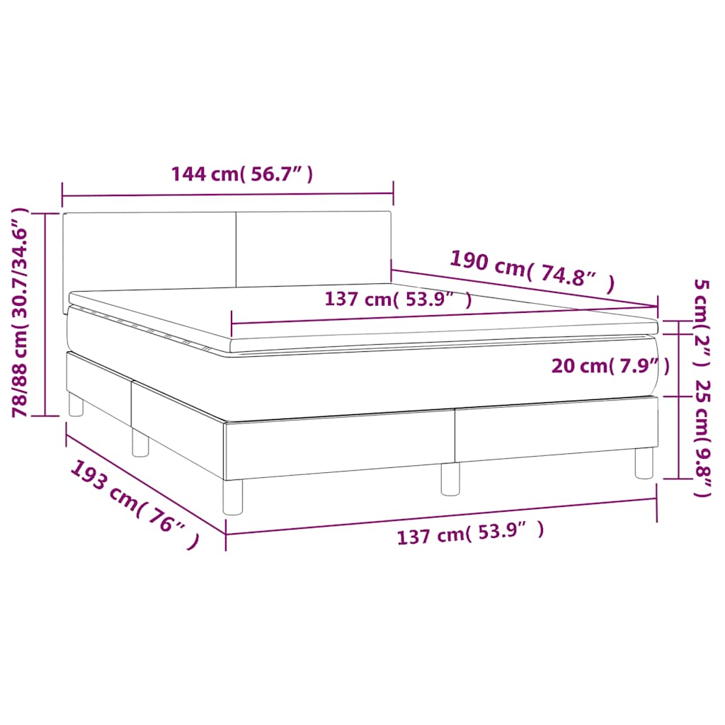 Black Box Spring Bed with Pocket Spring Velvet Mattress Double Size