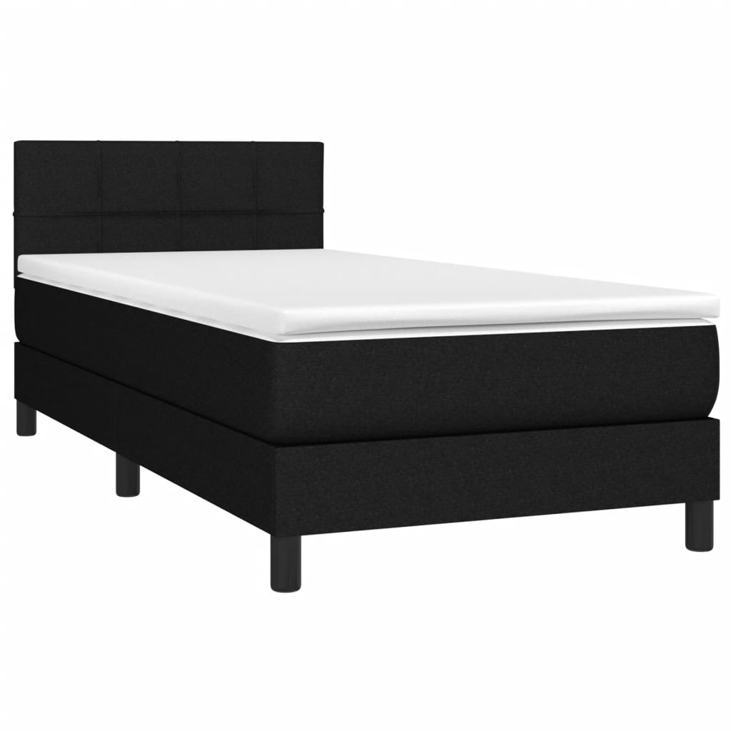 Black King Single Box Spring Bed with LED and Pocket Spring Mattress