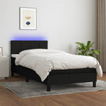 Black King Single Box Spring Bed with LED and Pocket Spring Mattress