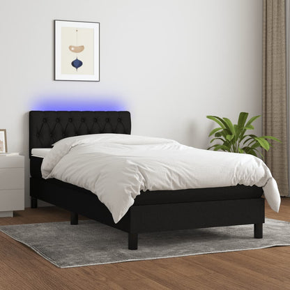 Black Fabric King Single Box Spring Bed with Pocket Spring Mattress