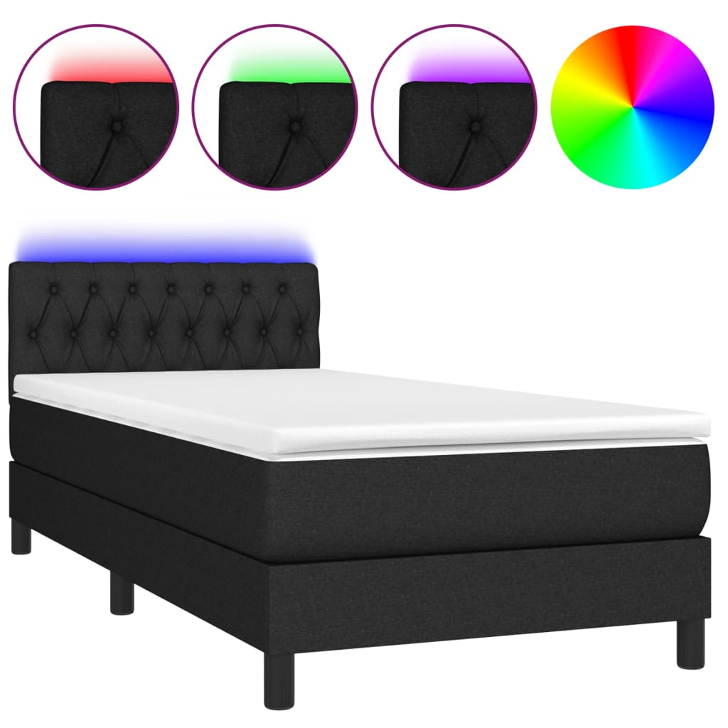 Black Fabric King Single Box Spring Bed with Pocket Spring Mattress