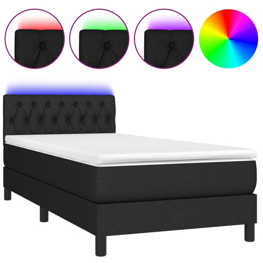 Black Fabric King Single Box Spring Bed with Pocket Spring Mattress