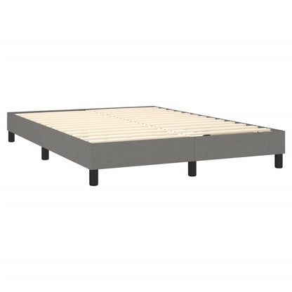 Elegant Box Spring Bed with Mattress & LED Lights, Dark Grey Fabric