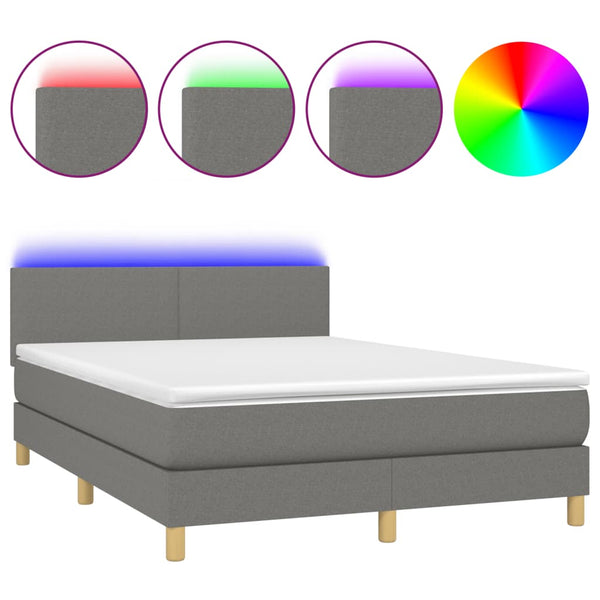  Stylish and Comfortable Box Spring Bed with Mattress & LED Lights in Queen Size