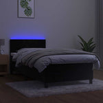 Black King Single Velvet Bed with Pocket Spring Mattress and Adjustable LED