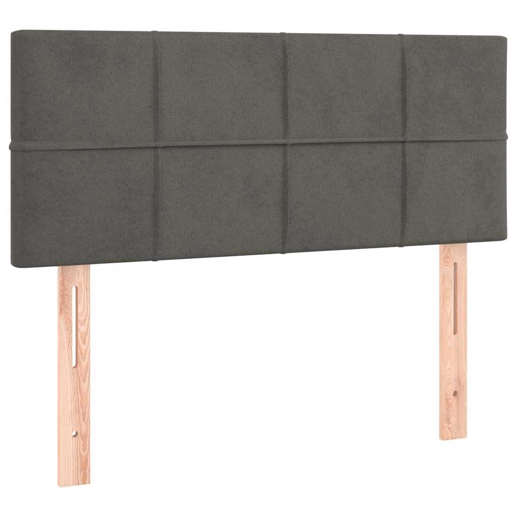 Dark Grey Velvet Bed with LED Features and Removable Mattress Topper King Single