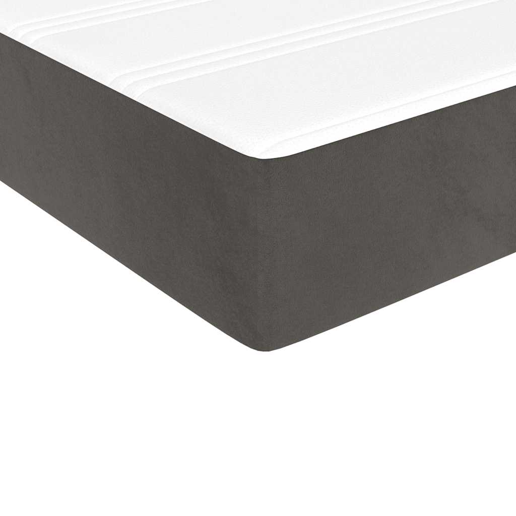Dark Grey Velvet Bed with LED Features and Removable Mattress Topper King Single