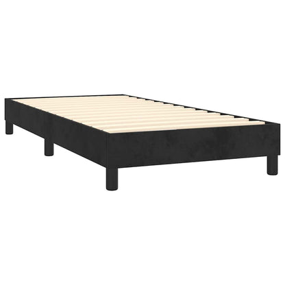 Black Velvet Box Spring Bed King Single with Pocket Spring Mattress and LED