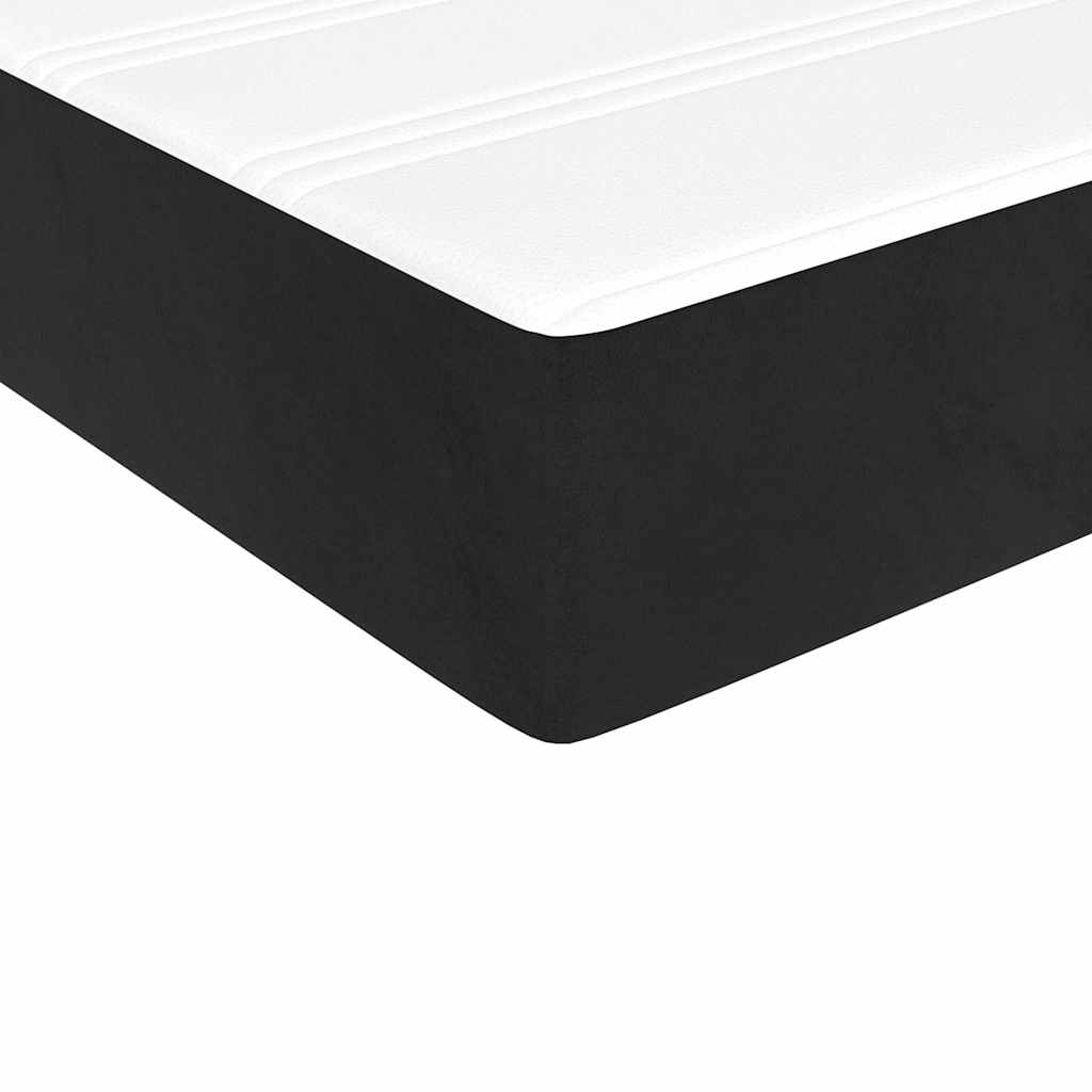 Black Velvet Box Spring Bed King Single with Pocket Spring Mattress and LED