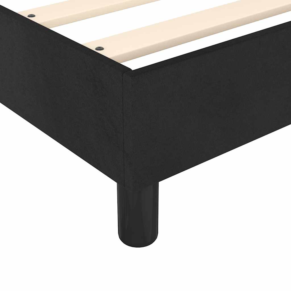 Black Velvet Box Spring Bed King Single with Pocket Spring Mattress and LED
