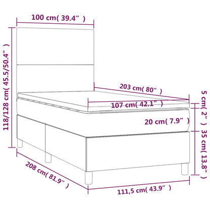 Black King Single Box Spring Bed with Velvet Mattress Pocket Spring Support