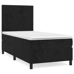 Black King Single Box Spring Bed with Velvet Mattress Pocket Spring Support