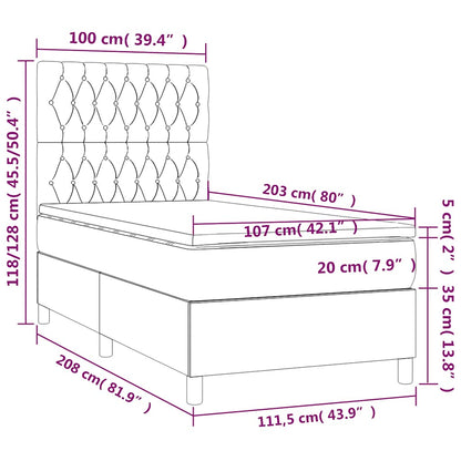 Black King Single Box Spring Bed with Velvet Pocket Spring Mattress Topper