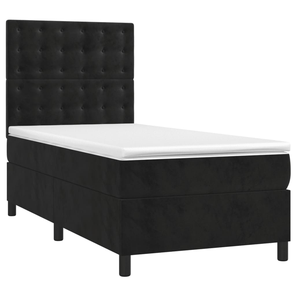 Black Velvet Box Spring Bed Pocket Spring Mattress King Single Size with Topper