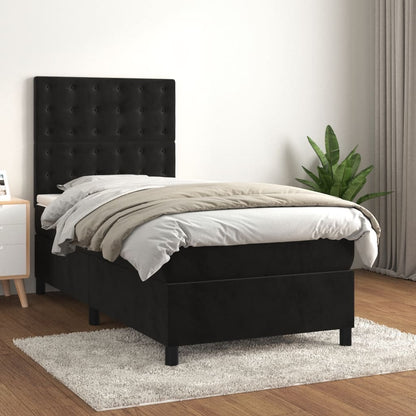 Black Velvet Box Spring Bed Pocket Spring Mattress King Single Size with Topper