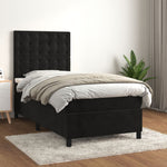 Black Velvet Box Spring Bed Pocket Spring Mattress King Single Size with Topper