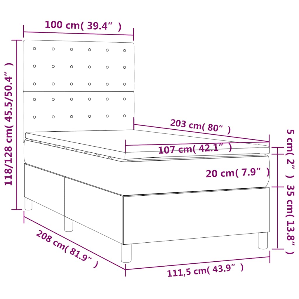 Black Velvet Box Spring Bed Pocket Spring Mattress King Single Size with Topper