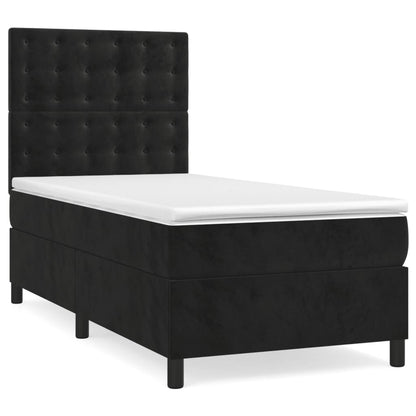Black Velvet Box Spring Bed Pocket Spring Mattress King Single Size with Topper