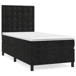 Black Velvet Box Spring Bed Pocket Spring Mattress King Single Size with Topper