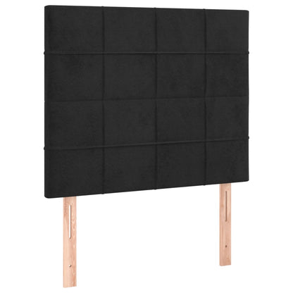 Black Box Spring Bed with LED Velvet Mattress King Single Adjustable Headboard