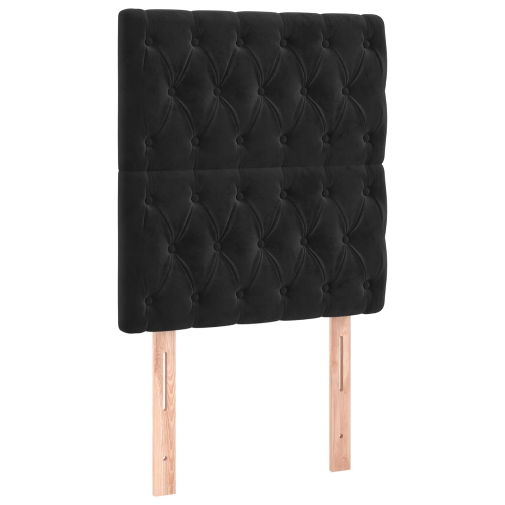 Black King Single Box Spring Bed with Velvet Pocket Spring Mattress LED