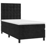Black Box Spring Bed with LED Velvet Pocket Spring Mattress King Single