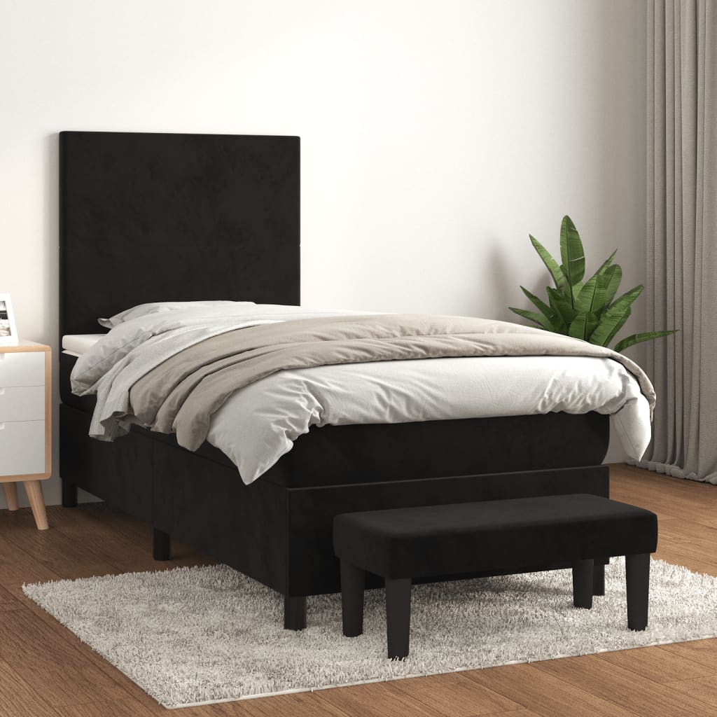 Black Box Spring Bed with LED Pocket Spring Fabric Mattress King Single