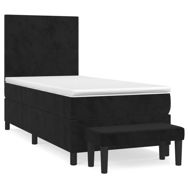  Black Box Spring Bed with LED Pocket Spring Fabric Mattress King Single