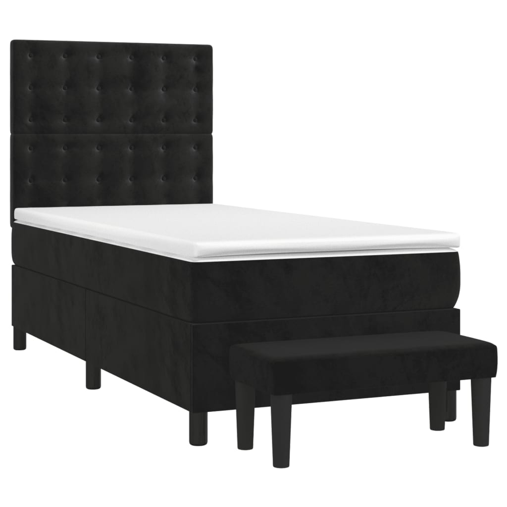 Black Box Spring Bed with Pocket Spring Velvet Mattress King Single